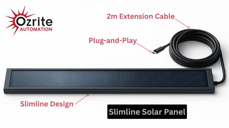 Slimline Solar Panel for Battery-Powered Motorised Outdoor Blinds – Renewable Energy Solution