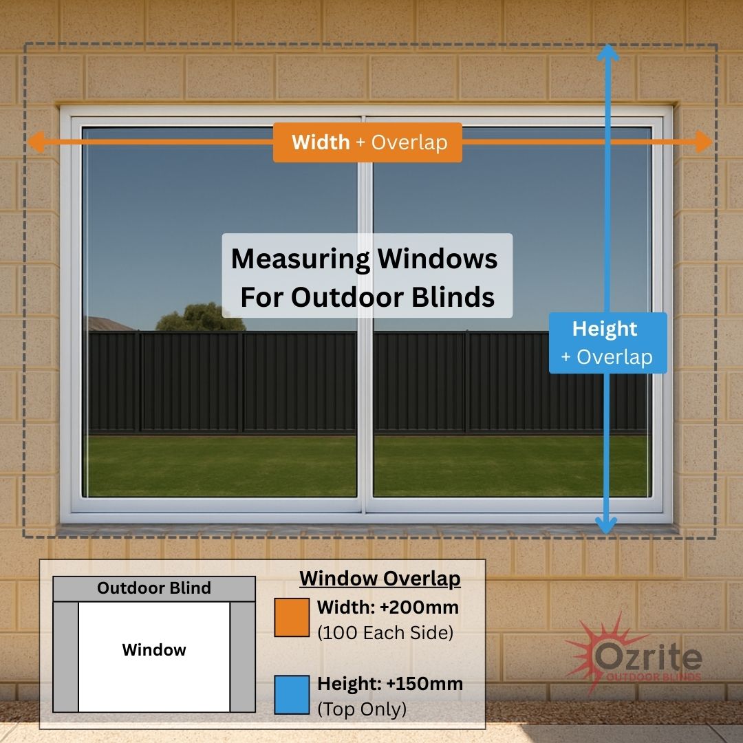 How to measure outdoor blinds for windows with width and height overlap instructions