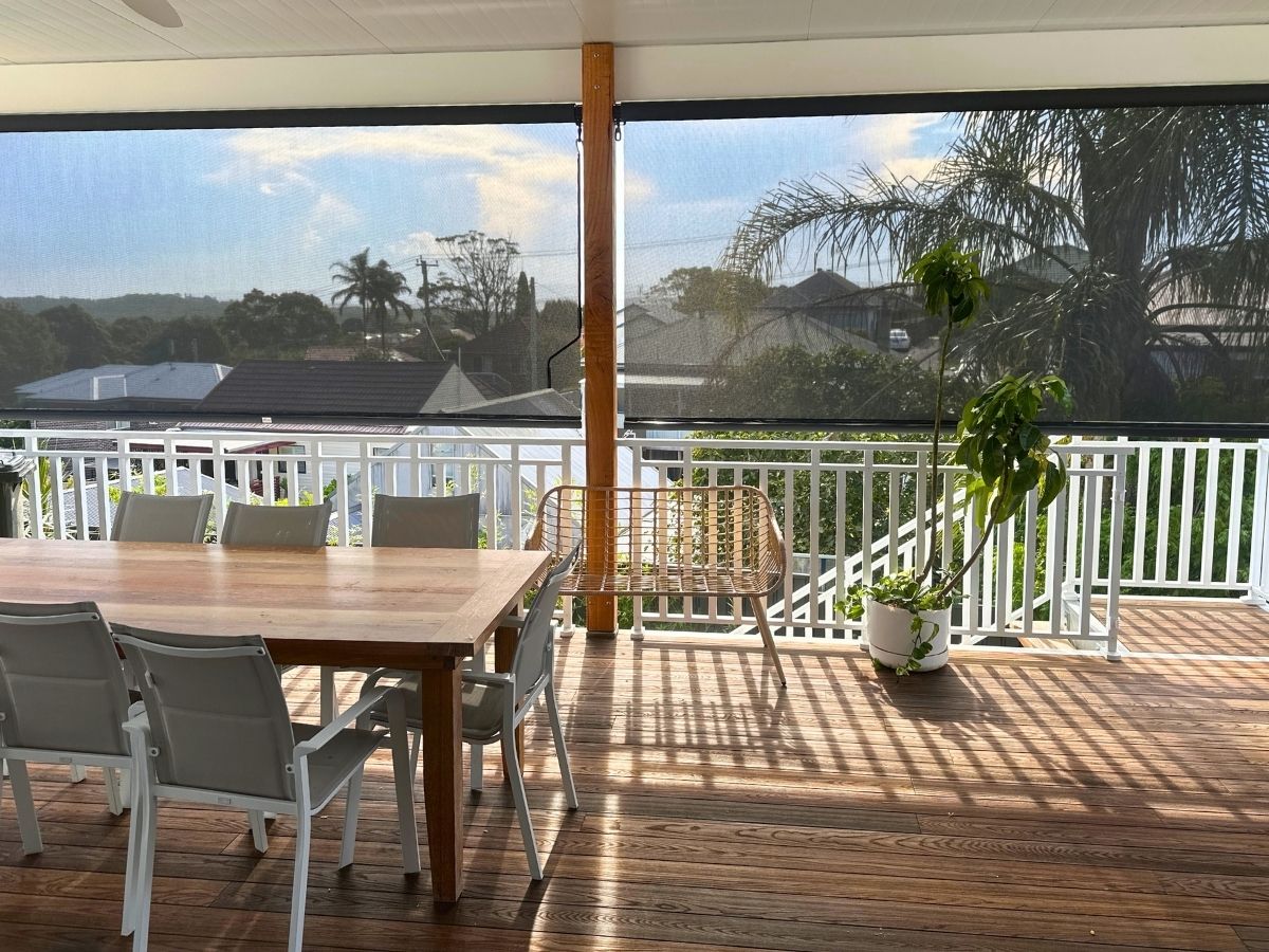 Outdoor blinds with premium fabric delivering sun protection for modern deck outdoor living spaces – Ozrite