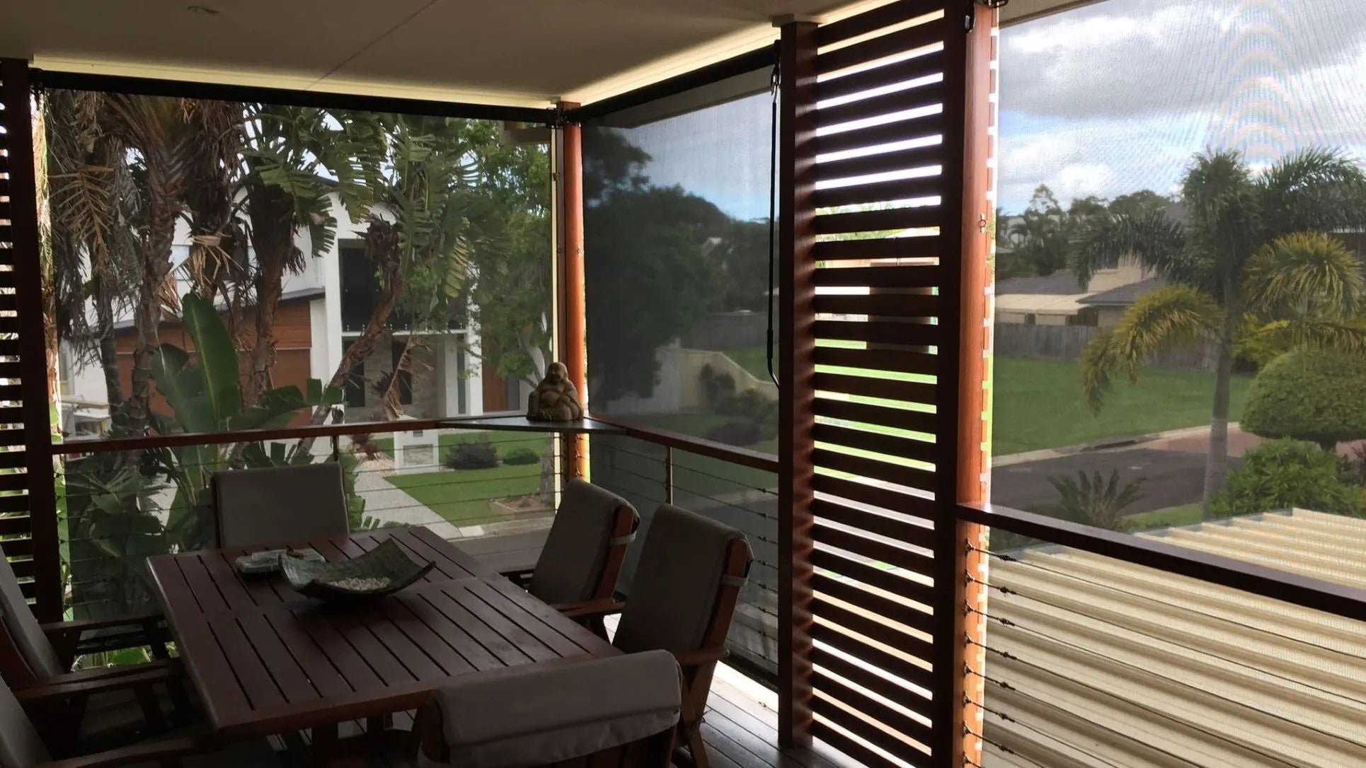 Patio blinds offering sun protection and style