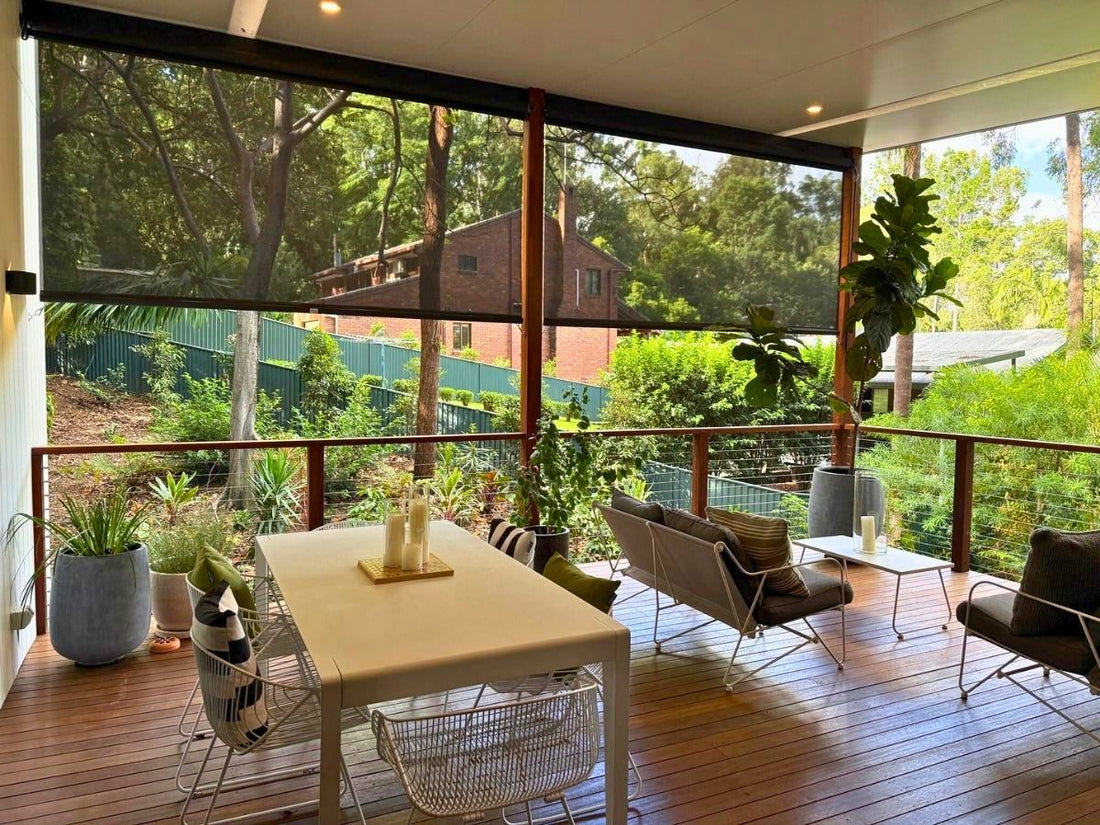 Crank and Clip outdoor blind installed on an Australian patio