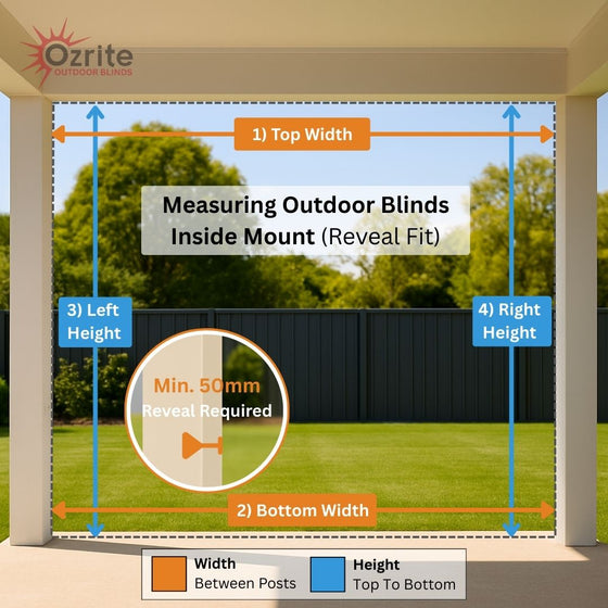 How to measure an EZ Shade outdoor blind for reveal fit