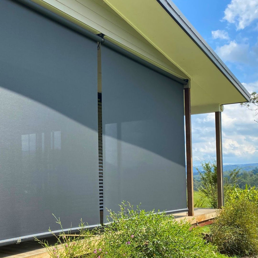 Crank & Clip outdoor blind shading a covered patio